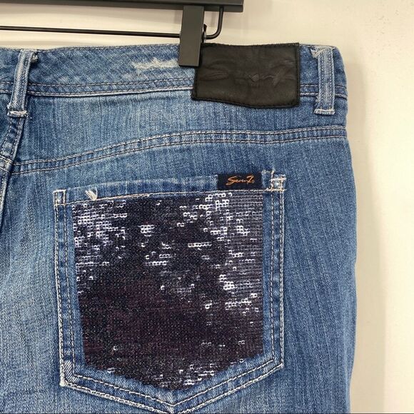 Seven7 Jeans Trendy Plus Size Sequin-Patch Bootcut Distressed Denim Jeans - Picture 7 of 12